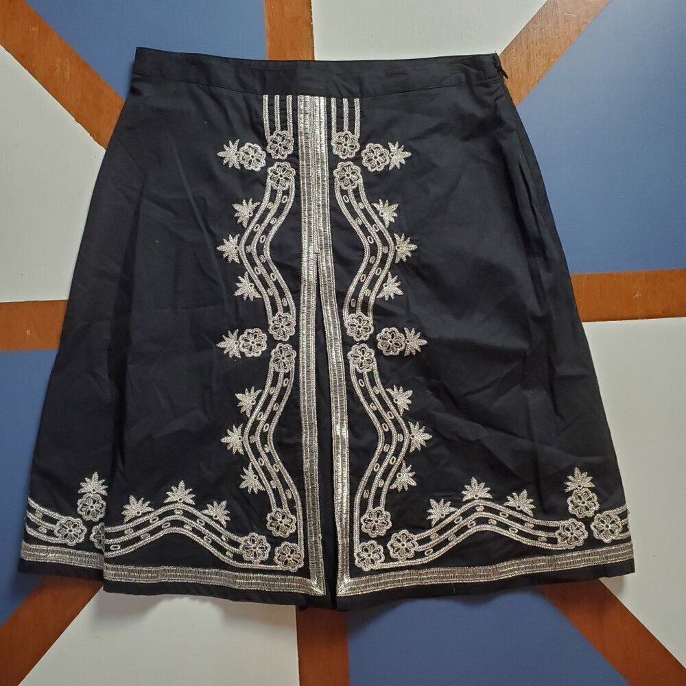 Old Navy‎ Skirt Low Waist Womens 1 Black Silver Embroidery Armor Cosplay Pleated